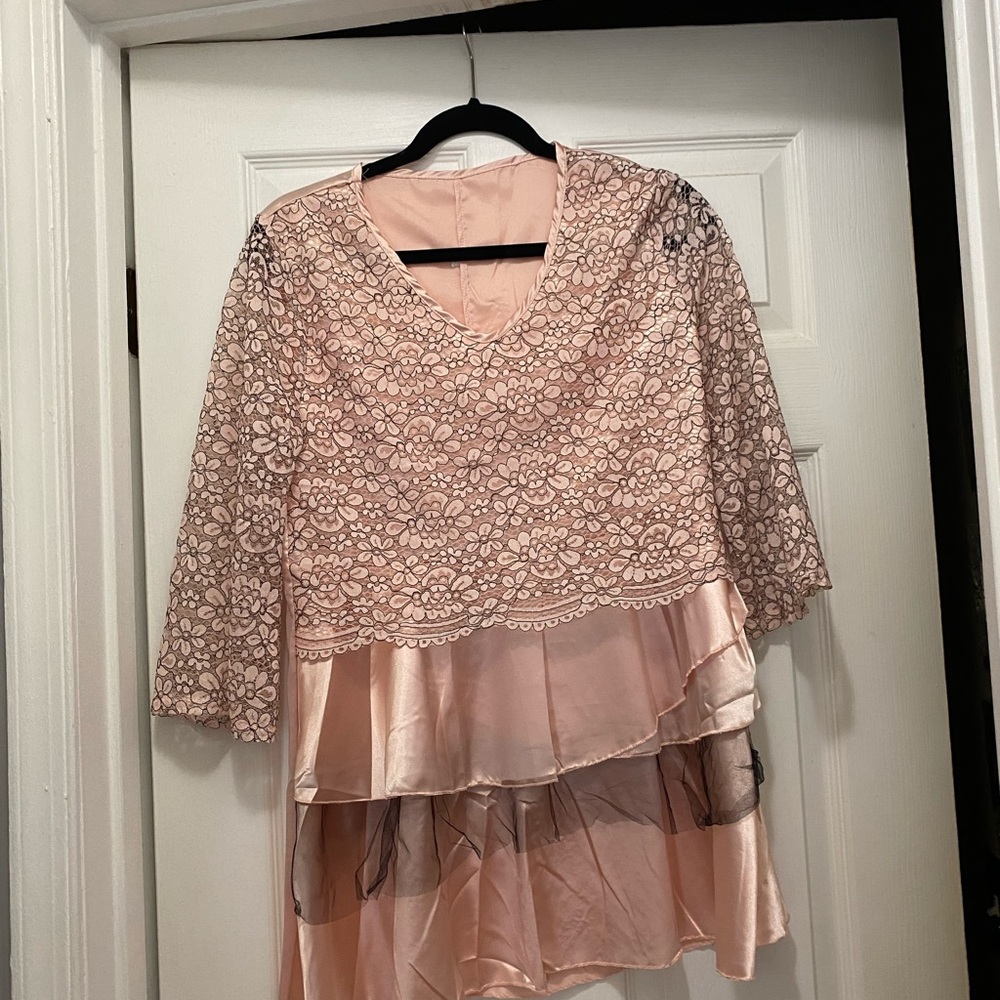 Pink with black lace overlay , never worn